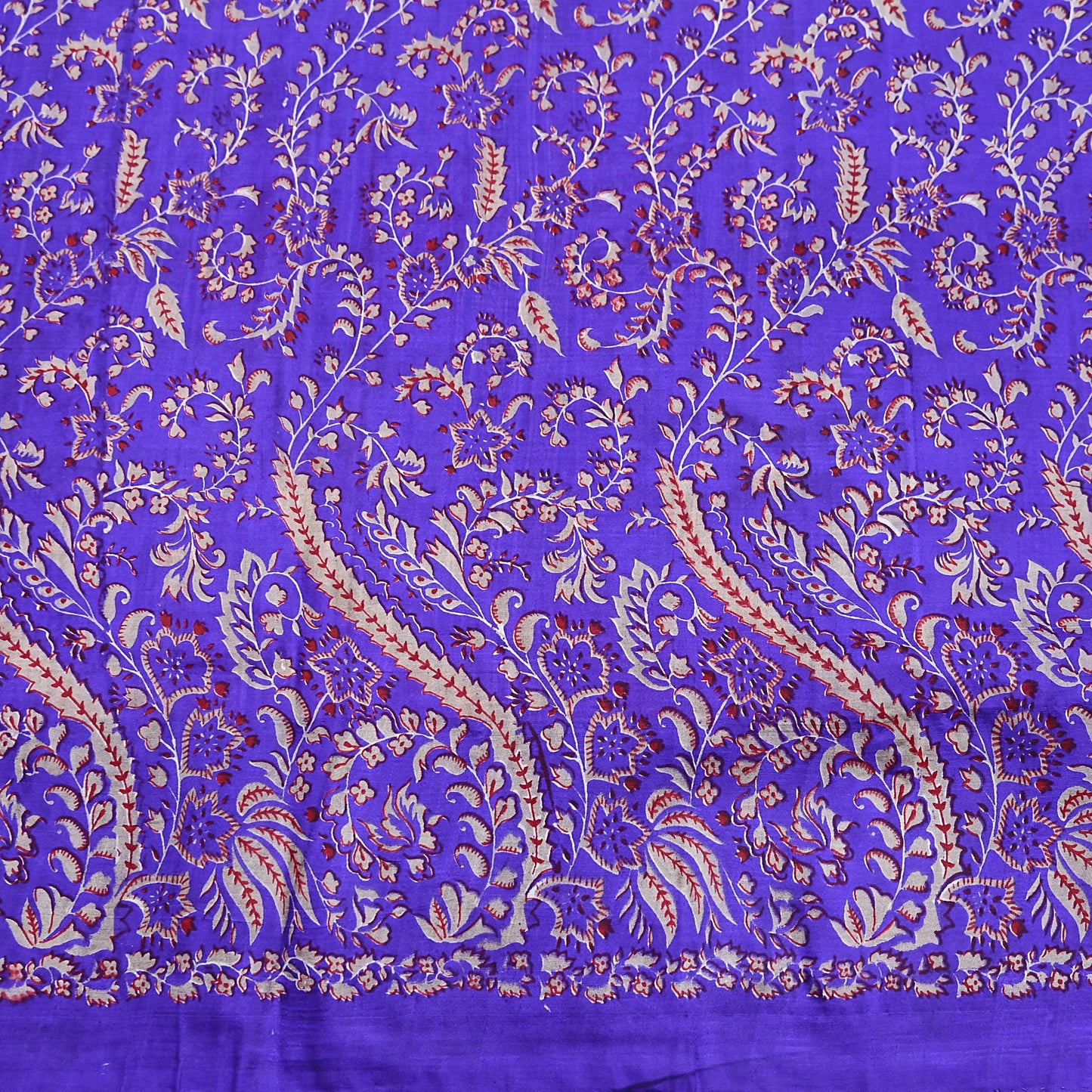 Indian Vintage Red & Purple Pure Silk Printed Saree 5Yards Soft Floral Fabric for Dressmaking, Quilting, Crafting, Sewing, Dress Making