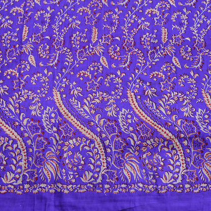 Indian Vintage Red & Purple Pure Silk Printed Saree 5Yards Soft Floral Fabric for Dressmaking, Quilting, Crafting, Sewing, Dress Making