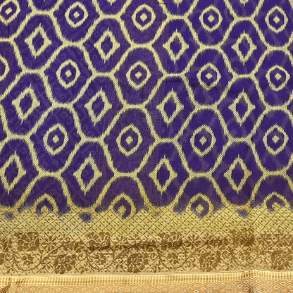 Indian Vintage Sari Blue & Beige Printed Pure Cotton Sarees Craft Fabric 5Yd Soft Sewing Sarong Wrap Boho Floral Quilting Dress making