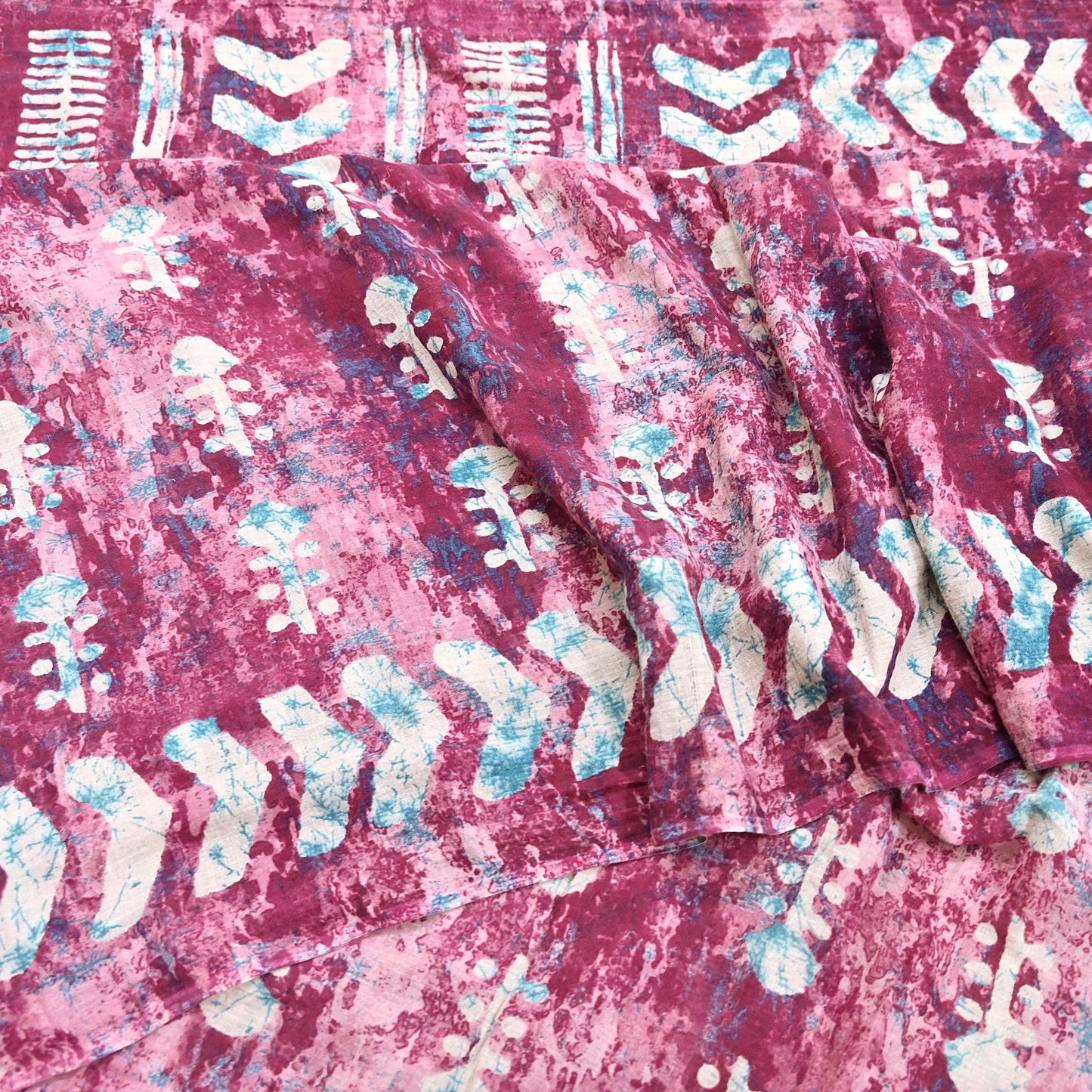 Indian Vintage Sari Green& Ivory Batik Printed Saree 100% Pure Cotton 5Yd Craft Fabric Soft Sewing Sarong Wrap Boho Quilting Dress Making