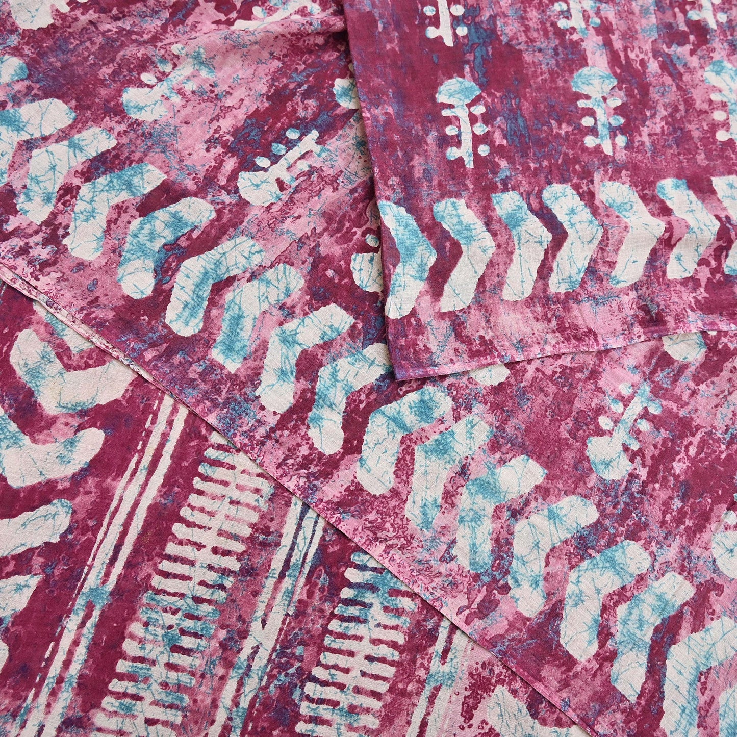 Indian Vintage Sari Green& Ivory Batik Printed Saree 100% Pure Cotton 5Yd Craft Fabric Soft Sewing Sarong Wrap Boho Quilting Dress Making