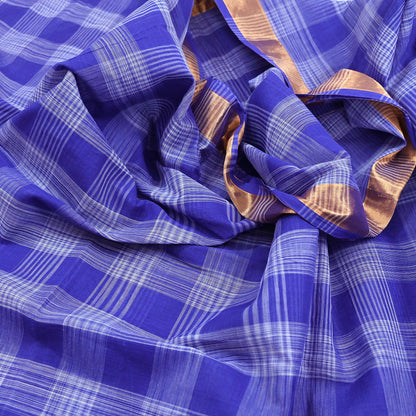 Indian Vintage Sari Blue Pure Cotton Hand Woven Sarees 6yd Craft Fabric Ethnic Soft Sewing Zari Dress making Quitting Crafting Upcycle