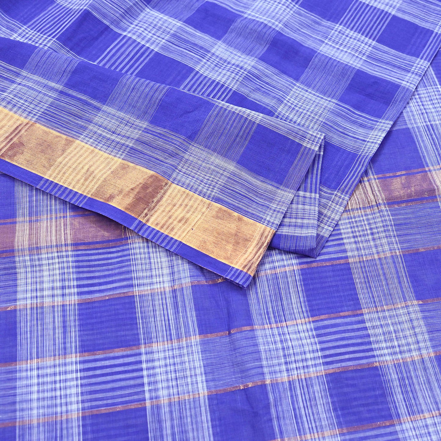 Indian Vintage Sari Blue Pure Cotton Hand Woven Sarees 6yd Craft Fabric Ethnic Soft Sewing Zari Dress making Quitting Crafting Upcycle