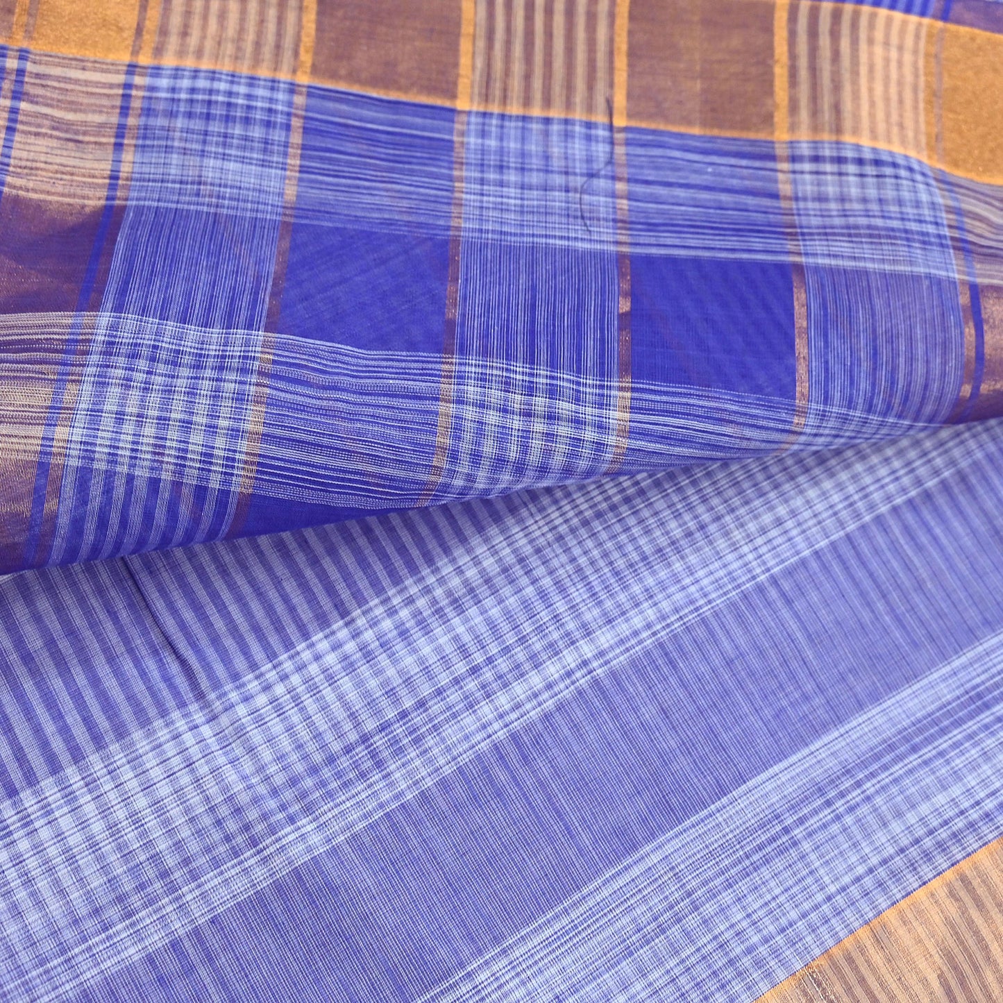 Indian Vintage Sari Blue Pure Cotton Hand Woven Sarees 6yd Craft Fabric Ethnic Soft Sewing Zari Dress making Quitting Crafting Upcycle