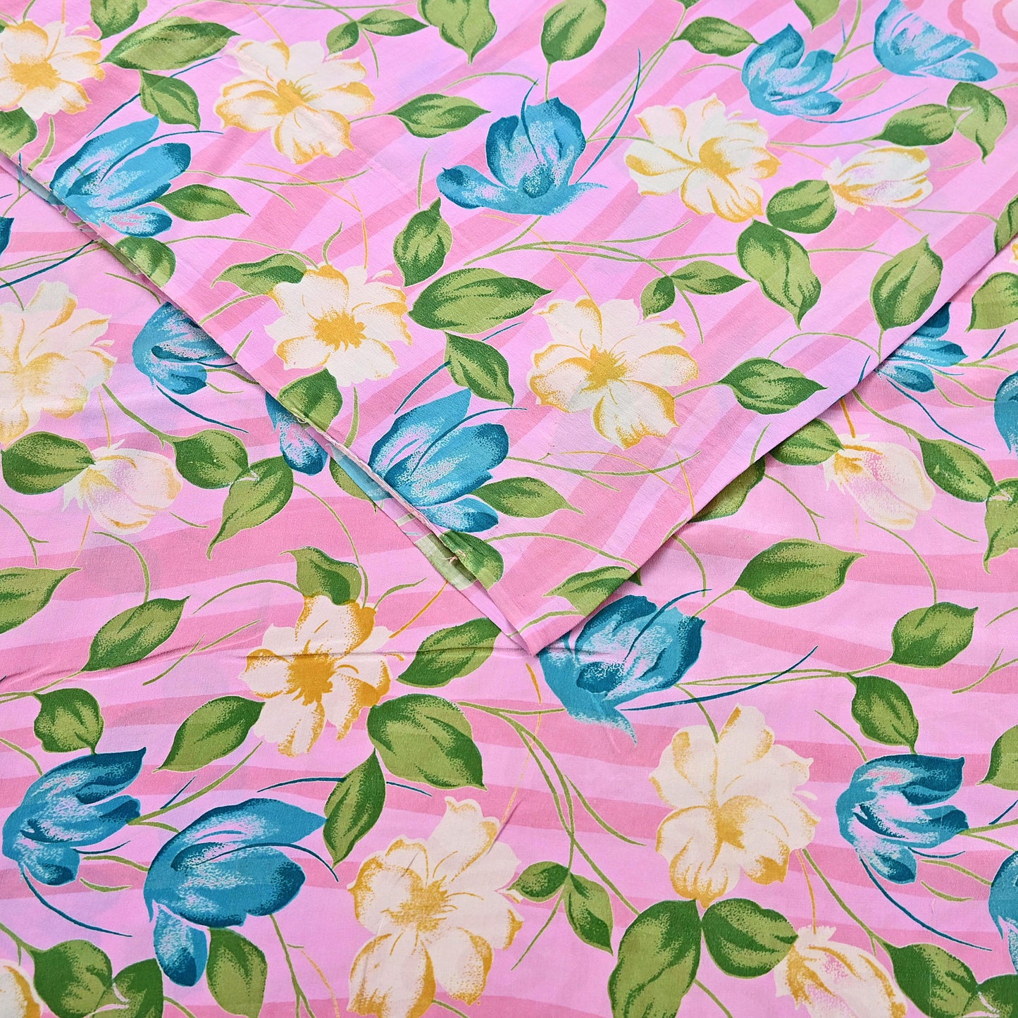 Indian Vintage Sari Pink Pure Crepe Silk Printed Saree 5yard Sewing Quilting Floral Soft Craft Fabric Wrap