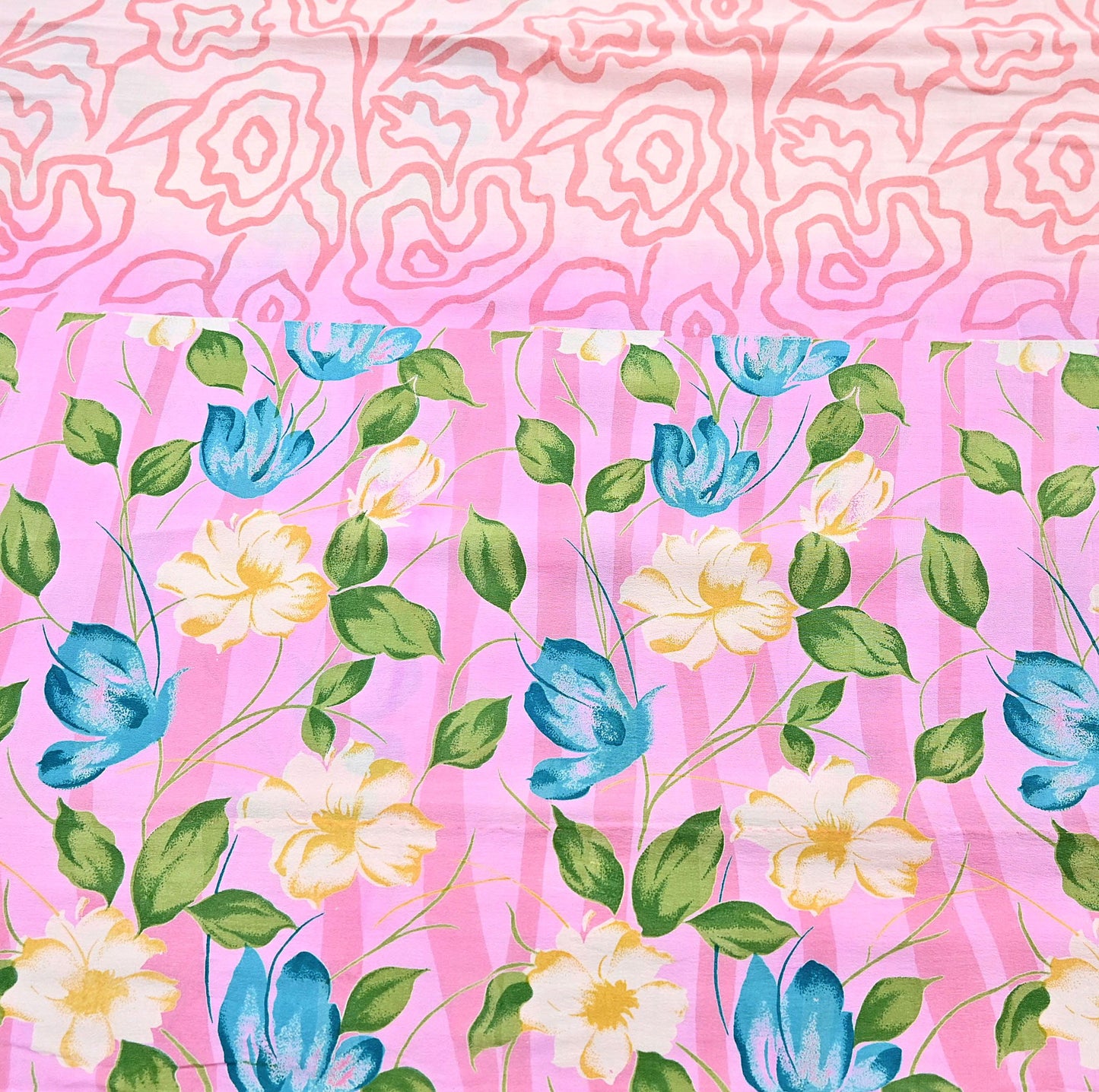 Indian Vintage Sari Pink Pure Crepe Silk Printed Saree 5yard Sewing Quilting Floral Soft Craft Fabric Wrap