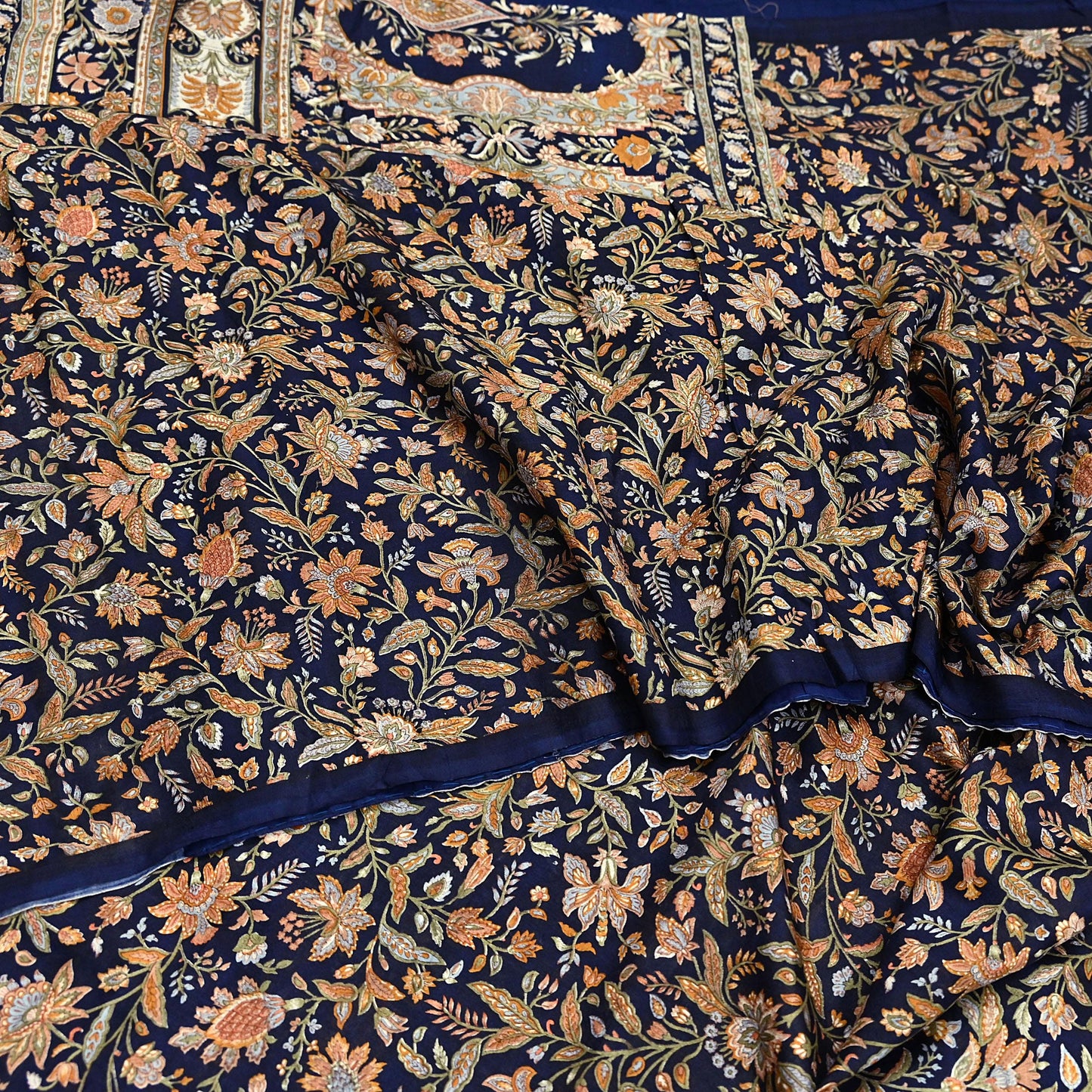 Indian Vintage Sari Blue 100% Pure Silk Printed Saree Craft Fabric 6yd Sewing Dress Making Soft Wrap Quilting Crafting Upcycle