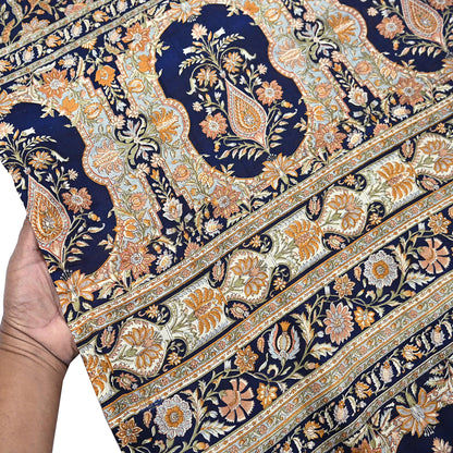 Indian Vintage Sari Blue 100% Pure Silk Printed Saree Craft Fabric 6yd Sewing Dress Making Soft Wrap Quilting Crafting Upcycle