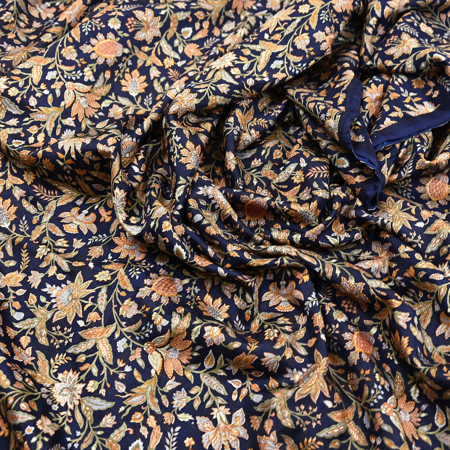 Indian Vintage Sari Blue 100% Pure Silk Printed Saree Craft Fabric 6yd Sewing Dress Making Soft Wrap Quilting Crafting Upcycle