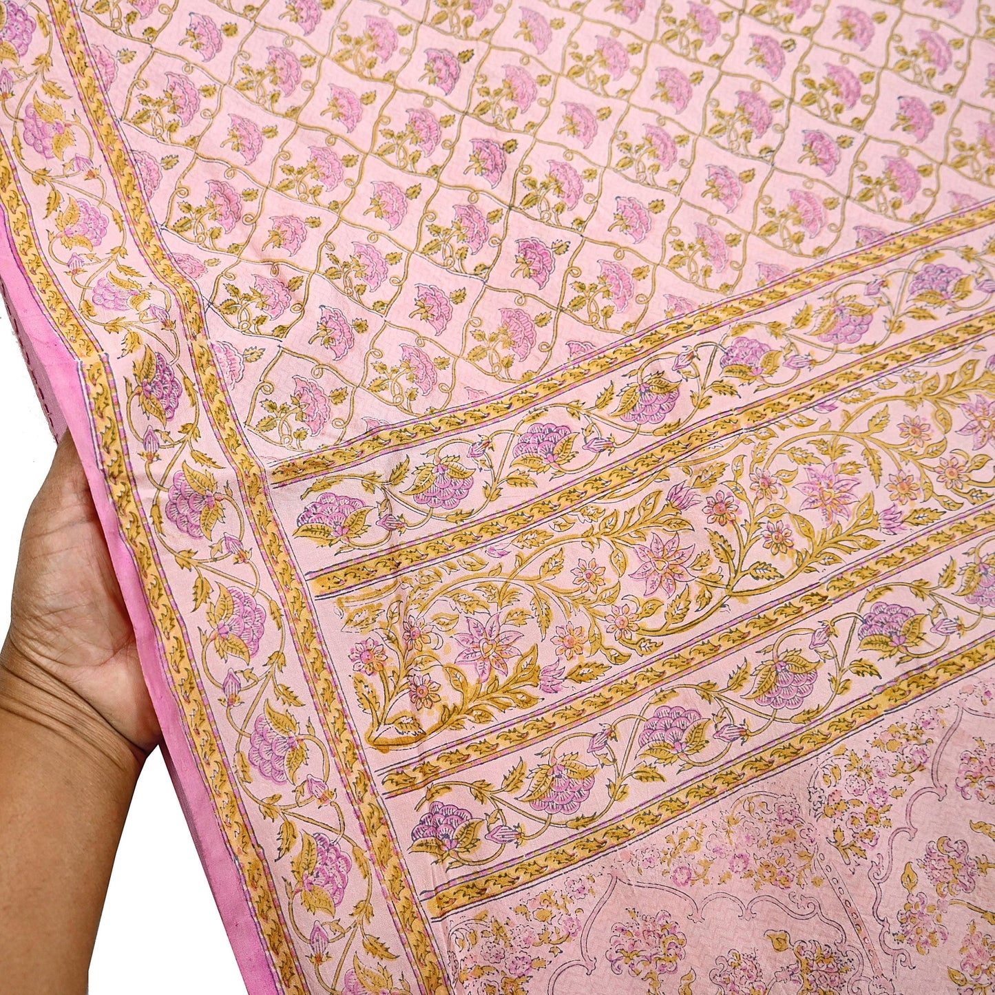 Indian Vintage Sari Peach Pure Silk Printed Saree Fabric 5yard Sewing Craft Fabric DressMaking Wrap Floral