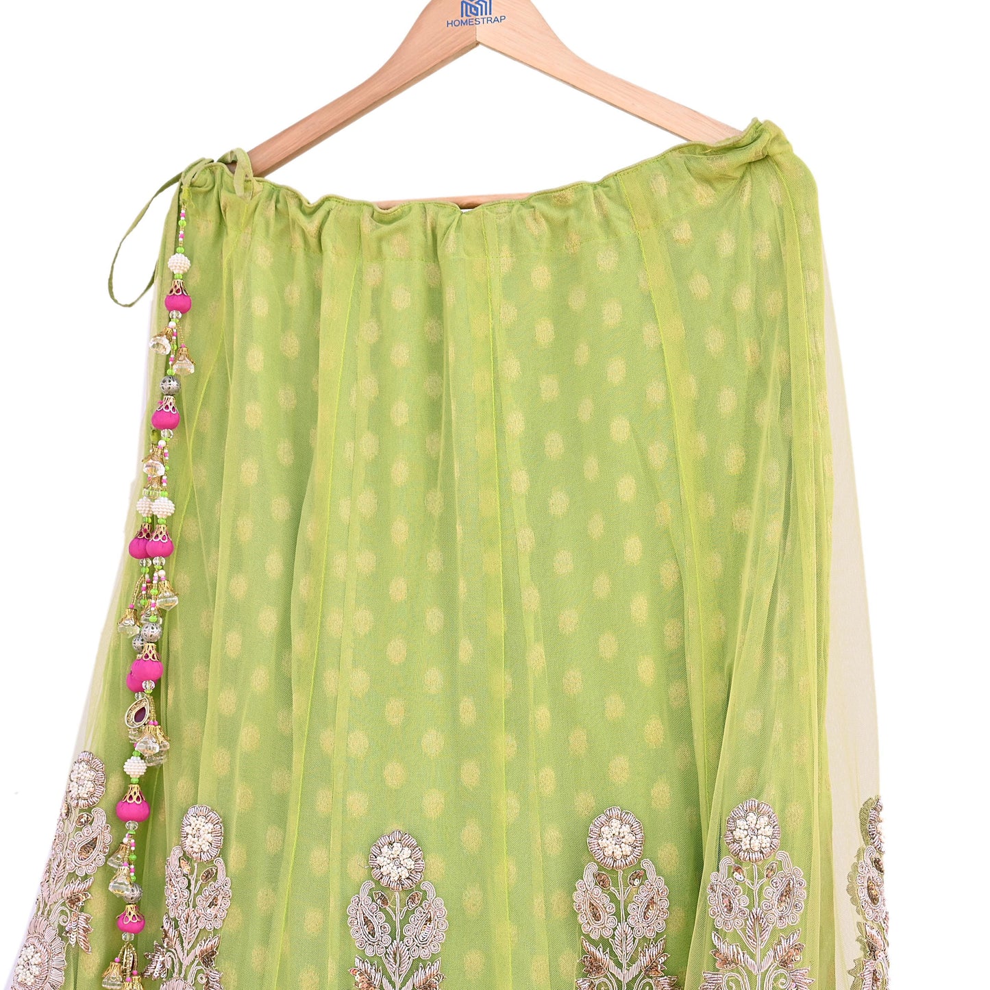 Indian Heavy Party wear Green Net Hand Embroidered Lehenga/Skirt Designer By Anamika Khanna Bridal Wear Zardozi/ Dabka Bollywood skirt
