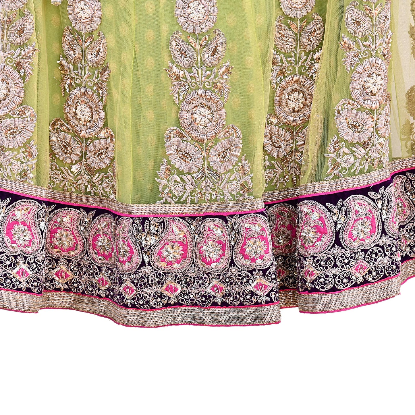 Indian Heavy Party wear Green Net Hand Embroidered Lehenga/Skirt Designer By Anamika Khanna Bridal Wear Zardozi/ Dabka Bollywood skirt