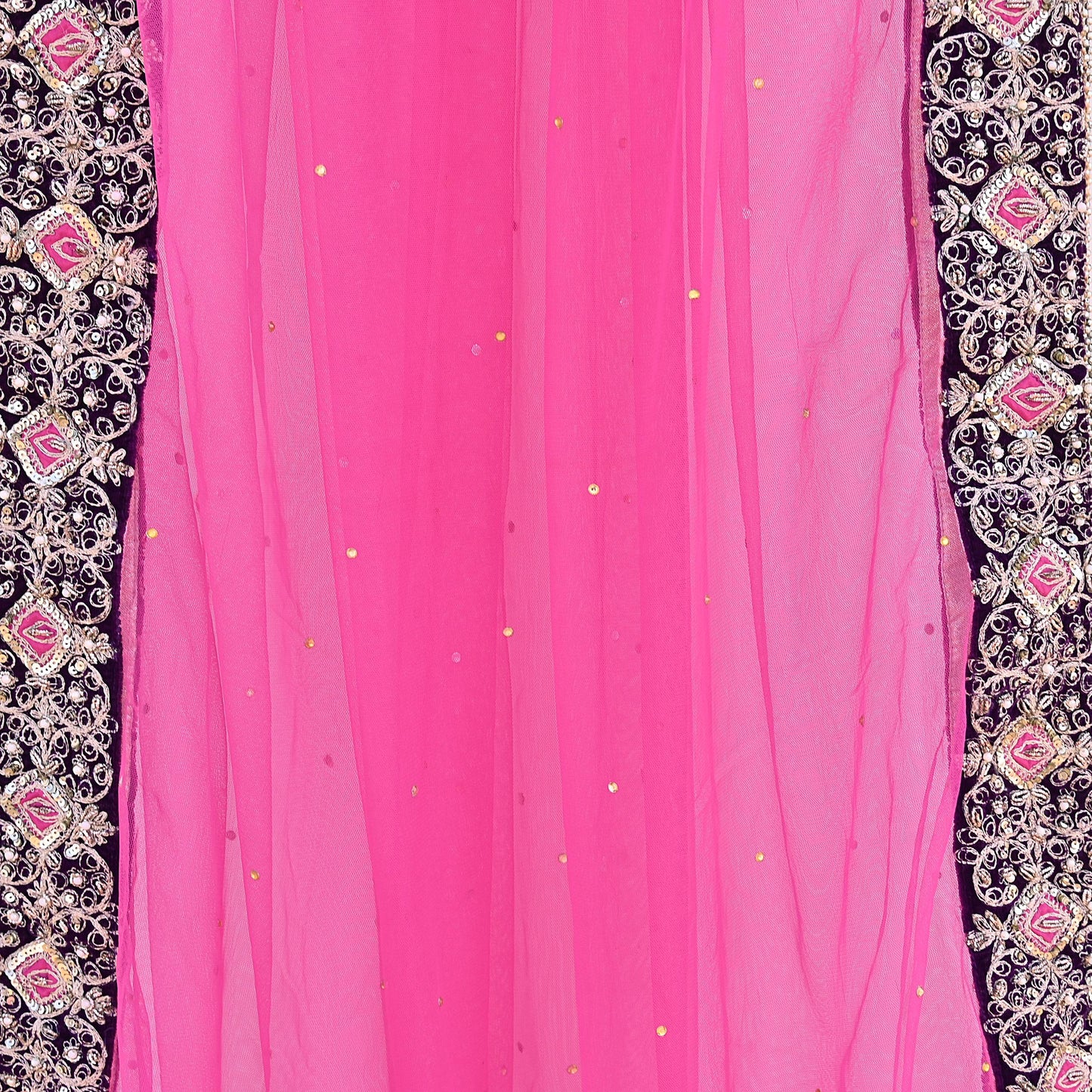 Indian Vintage Heavy Wedding Pink Net/Mesh Hand Embroidered Dupatta Designer By Anamika Khanna Bridal Wear Dabka Zardozi Veil Hijab