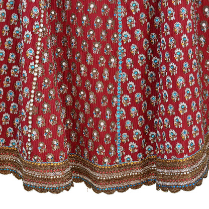 Party wear Heavy Red Raw Silk Hand Embroidered Lehenga Skirt by Designer Nandita Thirani Bridal Wear Indian Couture Fashion