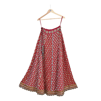 Party wear Heavy Red Raw Silk Hand Embroidered Lehenga Skirt by Designer Nandita Thirani Bridal Wear Indian Couture Fashion