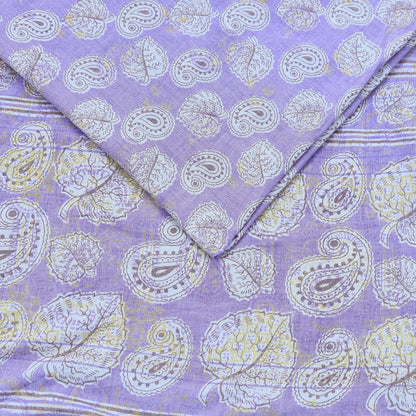 Indian Vintage Purple Sarees Pure Cotton Block Printed Sari 5yd Sewing Craft Fabric DressMaking Soft Crafting Quilting Upcycle Zari