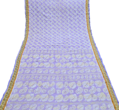 Indian Vintage Purple Sarees Pure Cotton Block Printed Sari 5yd Sewing Craft Fabric DressMaking Soft Crafting Quilting Upcycle Zari