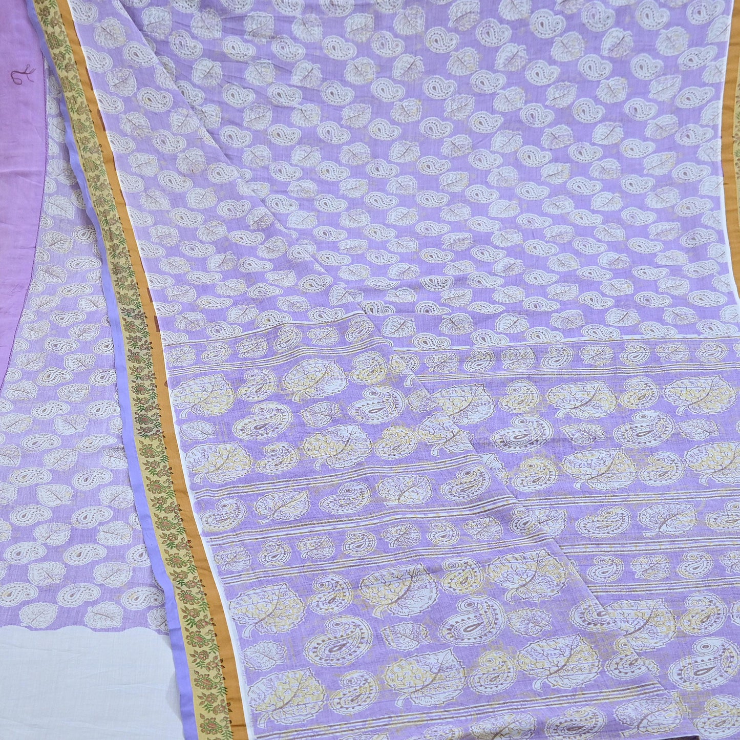 Indian Vintage Purple Sarees Pure Cotton Block Printed Sari 5yd Sewing Craft Fabric DressMaking Soft Crafting Quilting Upcycle Zari