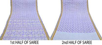 Indian Vintage Purple Sarees Pure Cotton Block Printed Sari 5yd Sewing Craft Fabric DressMaking Soft Crafting Quilting Upcycle Zari