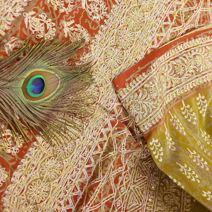Indian Vintage Sari Green Pure Crepe Silk Hand Embroidered Saree 6yd Sewing Floral Craft Sequins Dress making Crafting Quilting