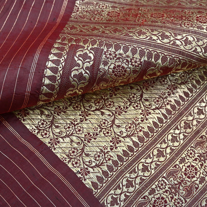 Indian Vintage Sari Red Heavy Wedding Pure Satin Silk Woven Banarasi Brocade Saree Zari 5Yd Craft Fabric Ethnic Dress making Crafting