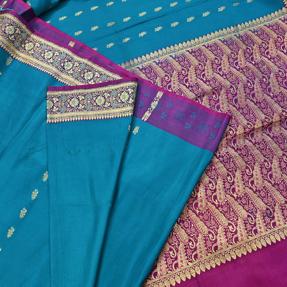 Vintage Sari Purple & Green Heavy Pure Satin Silk Woven Banarasi Brocade Saree Golden Zari 5Yd Dress making Bridal/wedding Sari Crafting