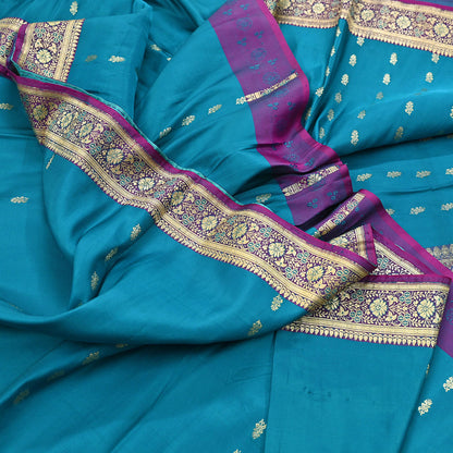 Vintage Sari Purple & Green Heavy Pure Satin Silk Woven Banarasi Brocade Saree Golden Zari 5Yd Dress making Bridal/wedding Sari Crafting