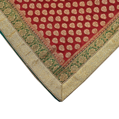 Indian Vintage Heavy Red Bridal Dupatta Pure Georgette Silk Hand woven glass Zari Work Party Wear Long Stole