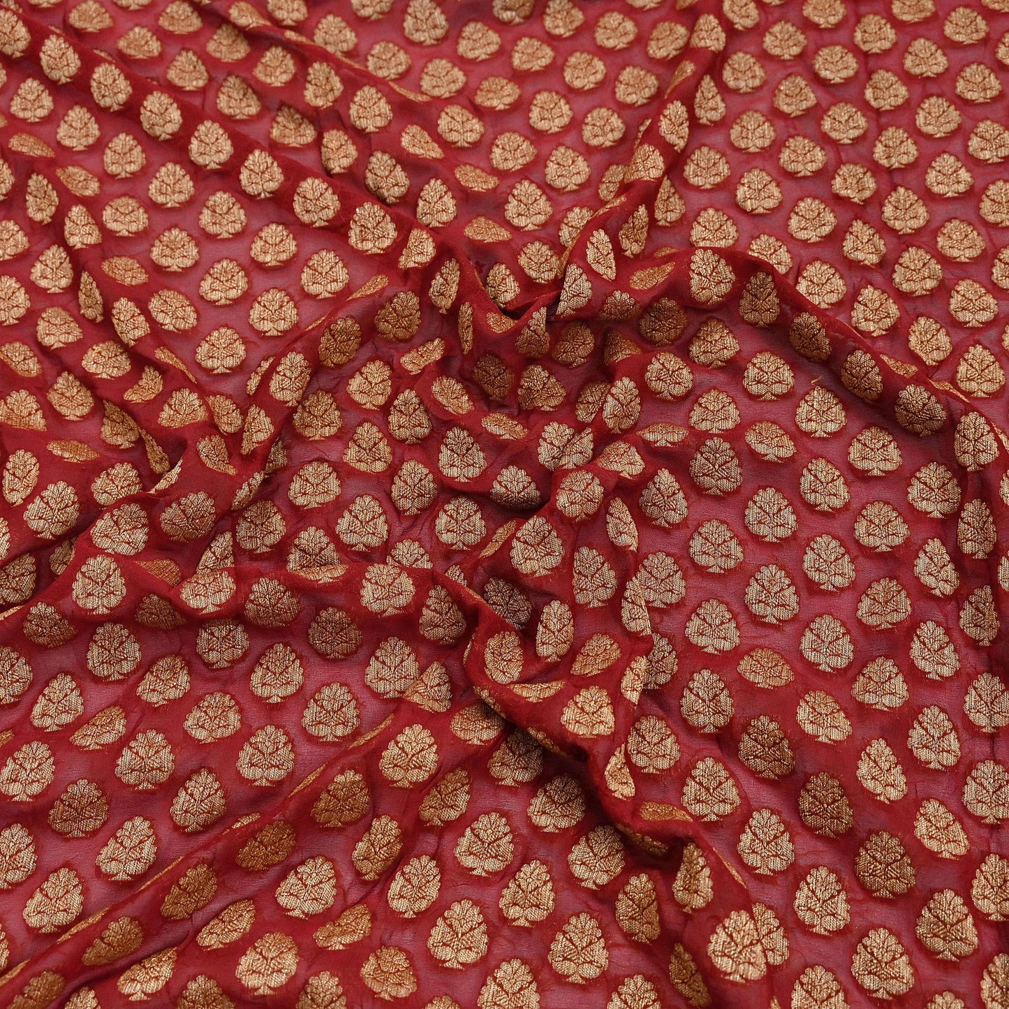 Indian Vintage Heavy Red Bridal Dupatta Pure Georgette Silk Hand woven glass Zari Work Party Wear Long Stole