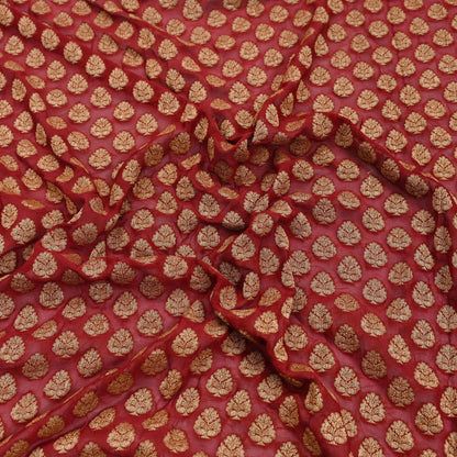 Indian Vintage Heavy Red Bridal Dupatta Pure Georgette Silk Hand woven glass Zari Work Party Wear Long Stole