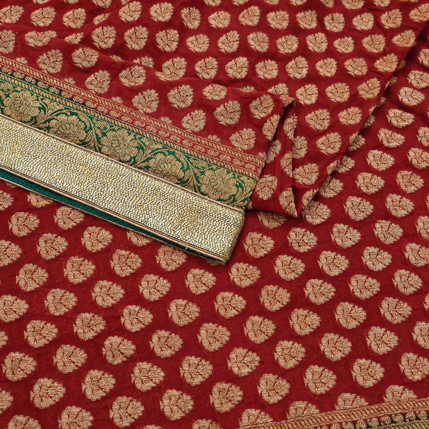 Indian Vintage Heavy Red Bridal Dupatta Pure Georgette Silk Hand woven glass Zari Work Party Wear Long Stole