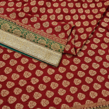 Indian Vintage Heavy Red Bridal Dupatta Pure Georgette Silk Hand woven glass Zari Work Party Wear Long Stole