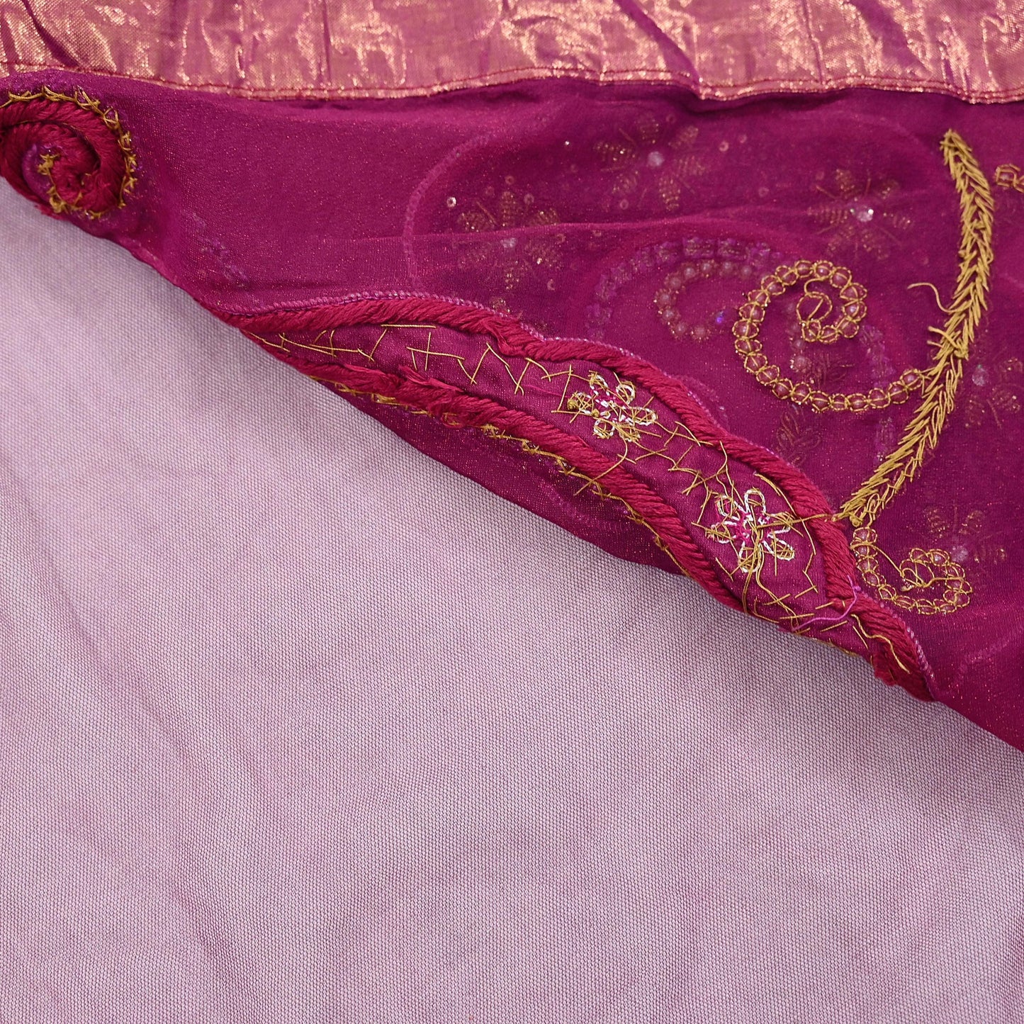Indian Vintage Heavy Sari Pink Net/Georgette Silk Hand Embroidered Sarees Craft Fabric 6Yd Sewing Soft Wedding sarees With Blouse fabric