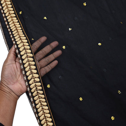 Indian Pre-owned Saree Black Pure Georgette Silk & Net Hand Embroidered Sabyasachi Designer Sari 6Yd Soft Ethnic Bollywood Party saree