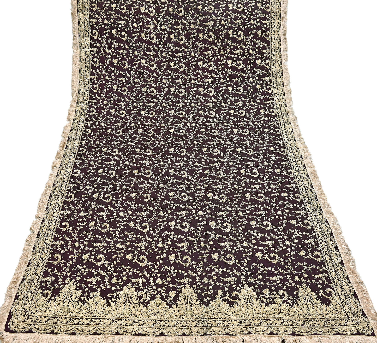 Indian Heavy Wedding Purple Pure Satin Silk Hand Embroidered Lehenga Set of 3pcs Bollywood style wedding wear