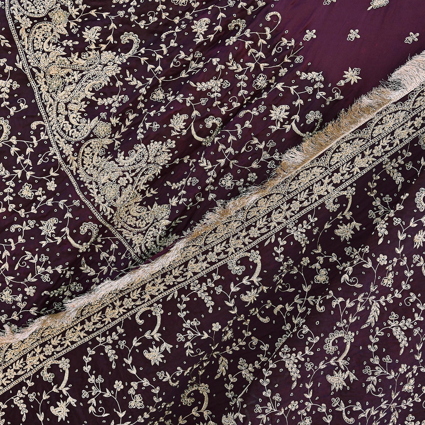 Indian Heavy Wedding Purple Pure Satin Silk Hand Embroidered Lehenga Set of 3pcs Bollywood style wedding wear