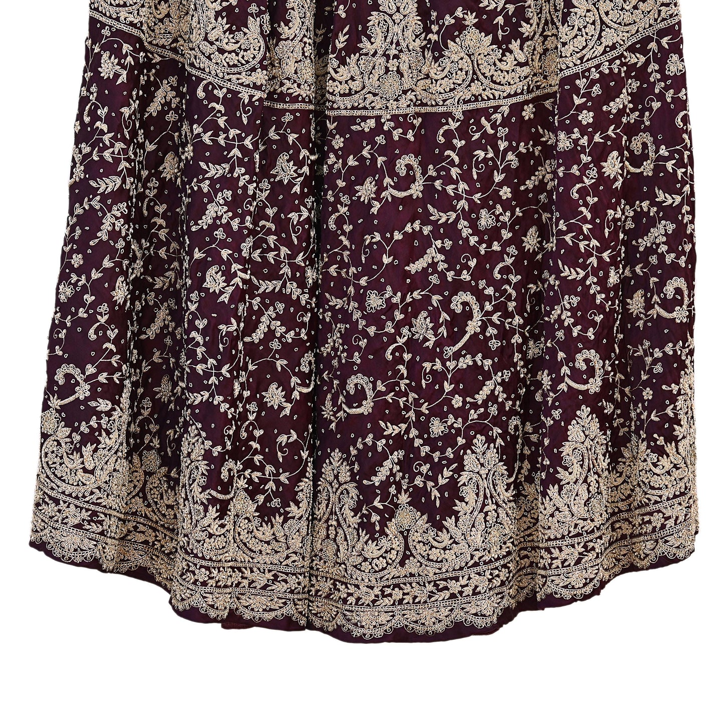 Indian Vintage Purple Pure Satin Silk Hand Embroidered Skirt Bridal Party Wear Bollywood Lehenga Zardozi/ Dabka, Zari