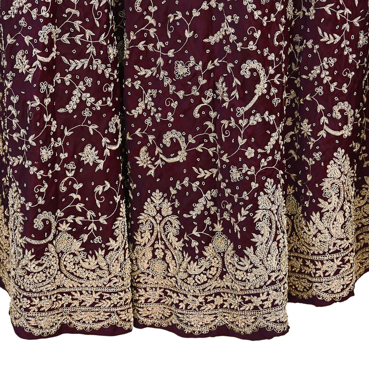 Indian Vintage Purple Pure Satin Silk Hand Embroidered Skirt Bridal Party Wear Bollywood Lehenga Zardozi/ Dabka, Zari