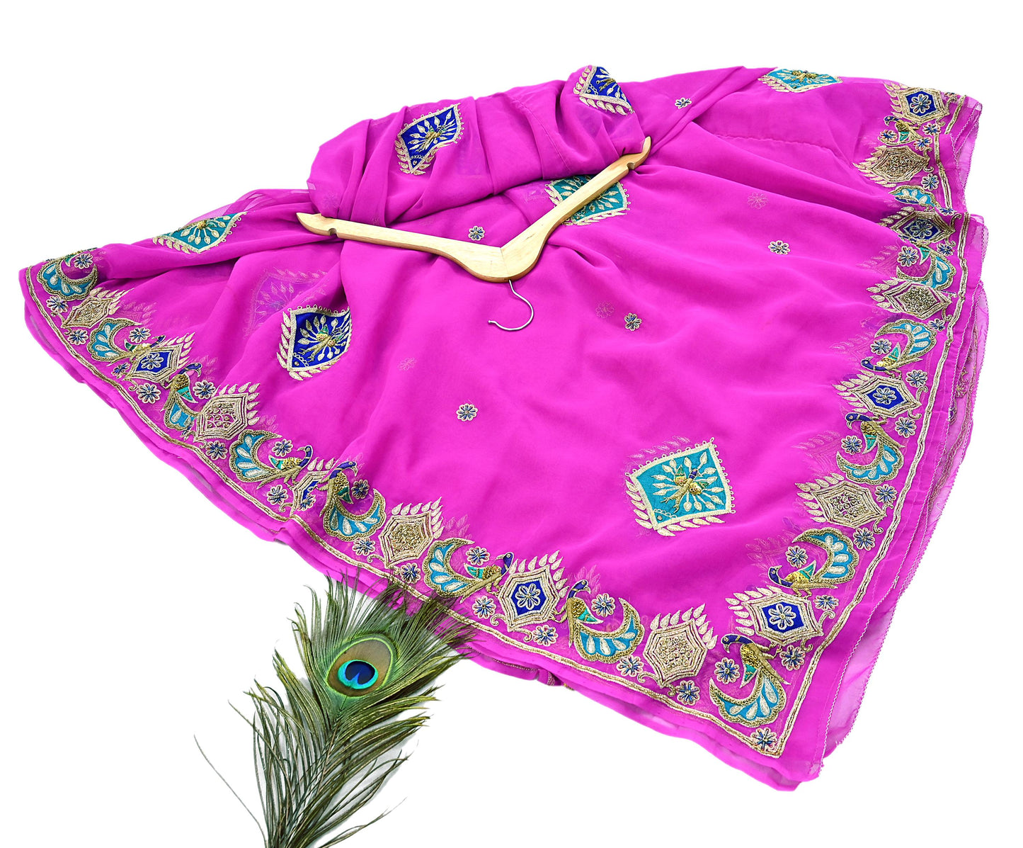 Indian Vintage Bridal Heavy Magenta Dupatta American Georgette  Hand Embroidered Rajputi Odhani Scarves Zari Zardozi Bollywood Wedding