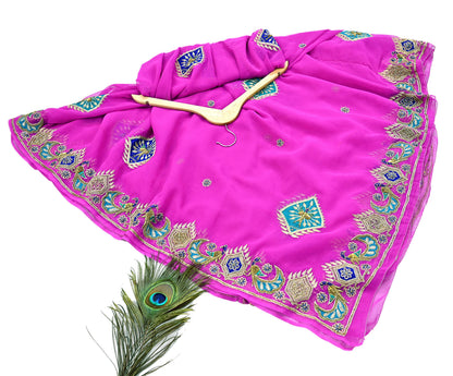 Indian Vintage Bridal Heavy Magenta Dupatta American Georgette  Hand Embroidered Rajputi Odhani Scarves Zari Zardozi Bollywood Wedding