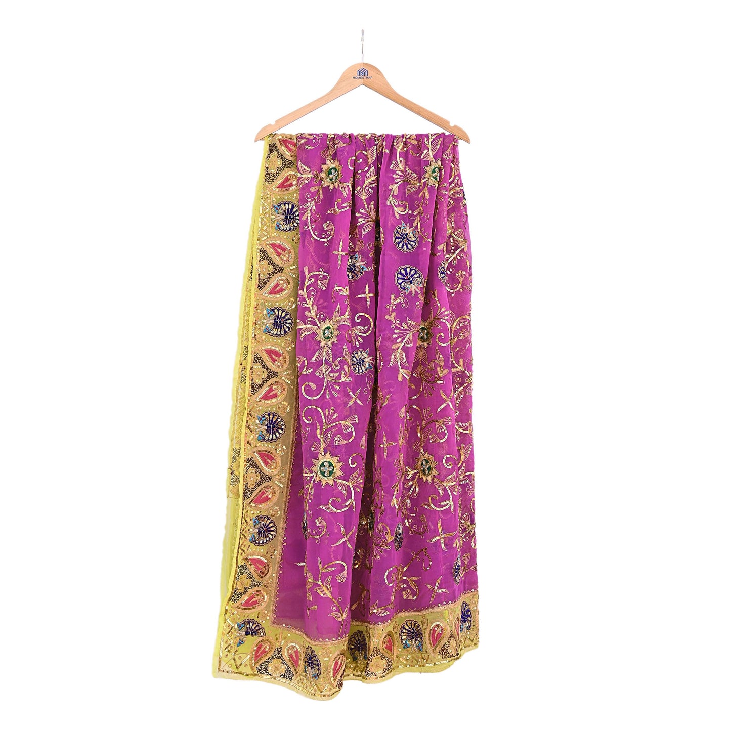 Indian Vintage Bridal Heavy Magenta Dupatta American Georgette  Hand Embroidered Rajputi Odhani Scarves Zari Zardozi Bollywood Wedding