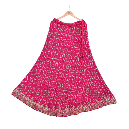 Indian Vintage Pink Pure Georgette Silk Hand Embroidered Lehenga 2pcs Set, Bollywood Wedding Wear