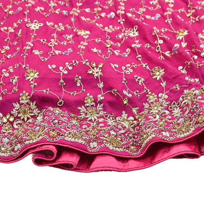 Indian Vintage pink Heavy Pure Georgette silk Embroidered Lehenga/Skirt Bridal Wear