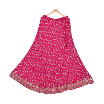 Indian Vintage pink Heavy Pure Georgette silk Embroidered Lehenga/Skirt Bridal Wear