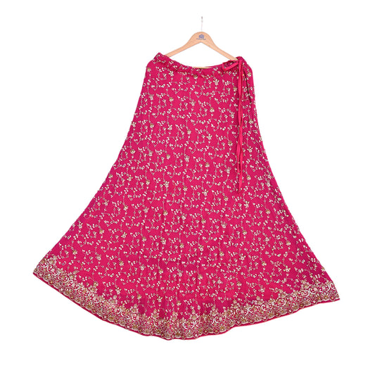 Indian Vintage pink Heavy Pure Georgette silk Embroidered Lehenga/Skirt Bridal Wear