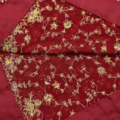 Indian Vintage Heavy Red Bridal Dupatta Pure Georgette Silk Hand Embroidered Zardozi, Dabka, Zari Work Party Wear Long Stole