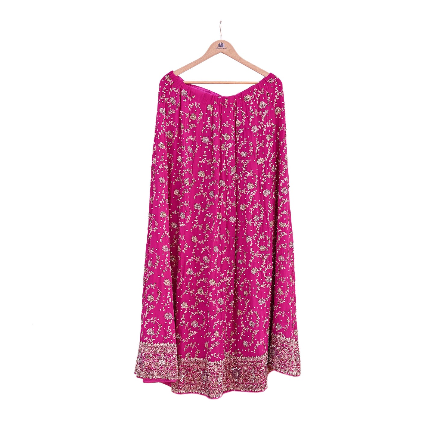 Indian Vintage Rani Pink Heavy Pure Georgette silk Embroidered Lehenga/Skirt Bridal Wear