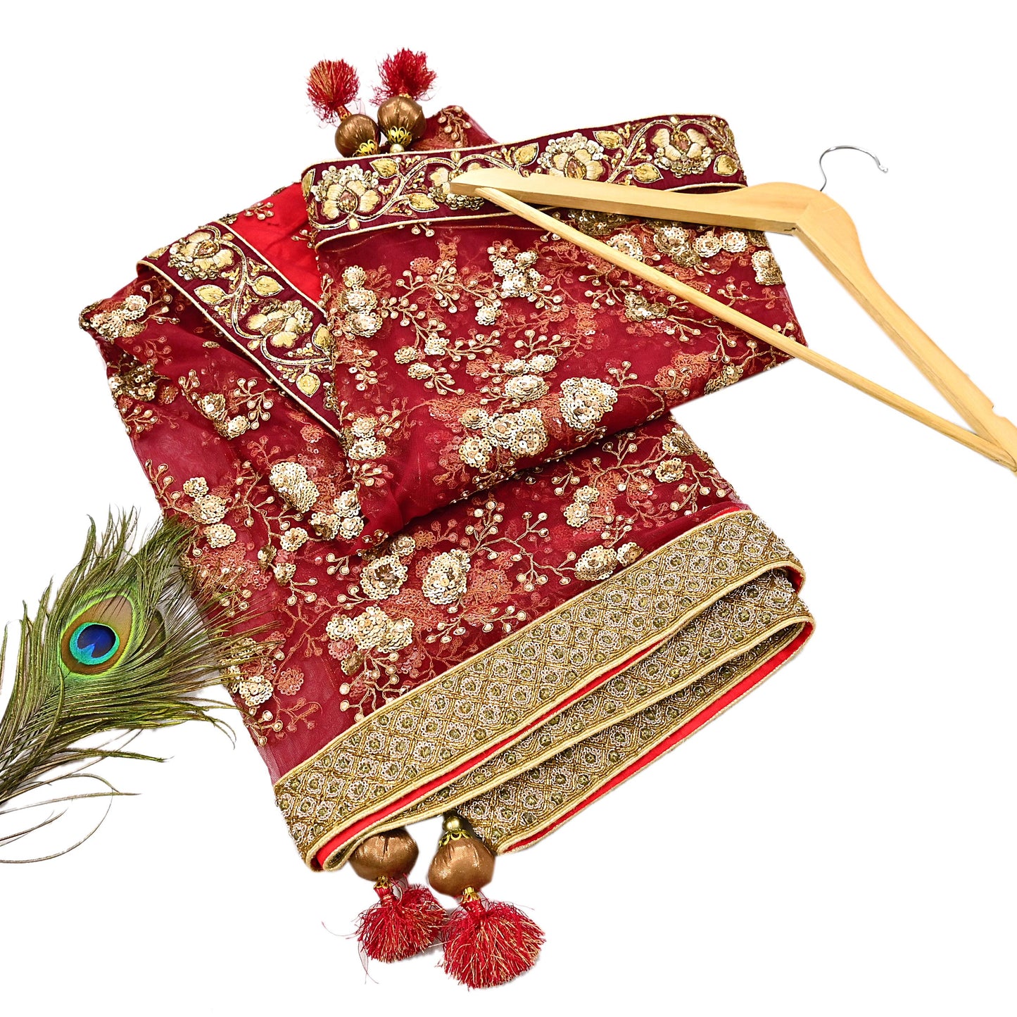 Indian Vintage Heavy Wedding Dupatta Maroon Net Long Stole Hand Embroidered By Designer Sabyasachi Scarves Zardozi Bridal Veil