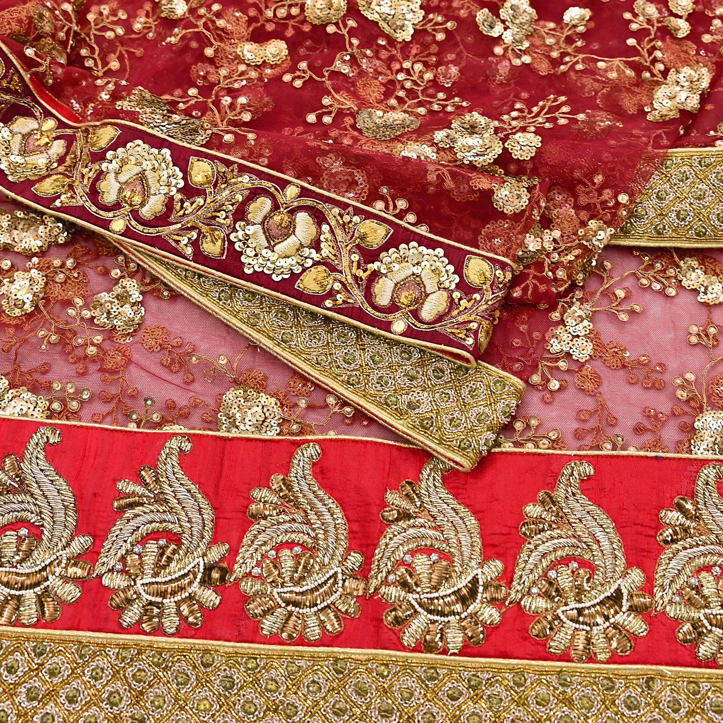 Indian Vintage Heavy Wedding Dupatta Maroon Net Long Stole Hand Embroidered By Designer Sabyasachi Scarves Zardozi Bridal Veil