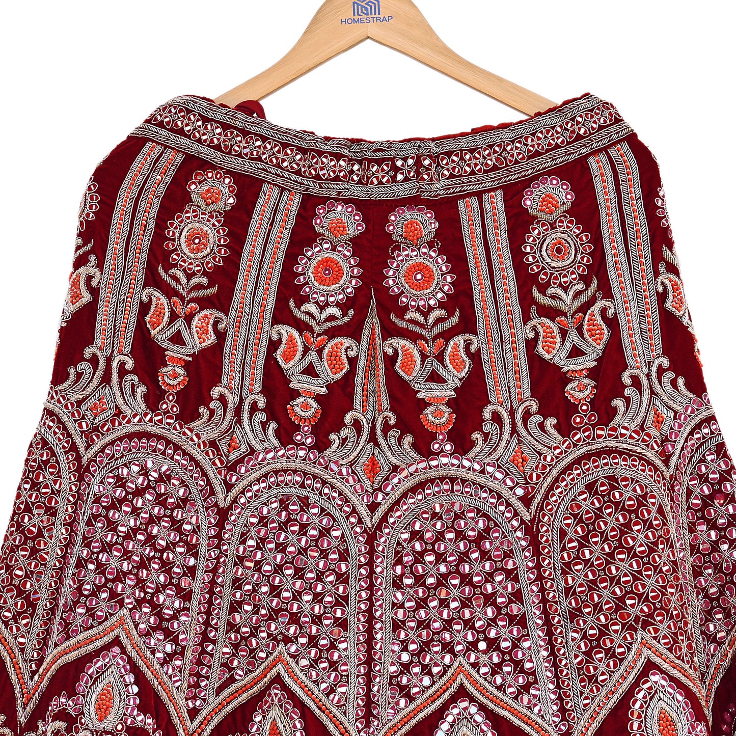 Manish Malhotra Maroon Velvet Lehenga Skirt Heavy Zardozi Dabka Embroidery Indian Bridal Wear, Designer Couture Wedding Outfit